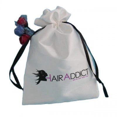 direct factory oem logo satin bag, hair extensions packaging drawing silk bag